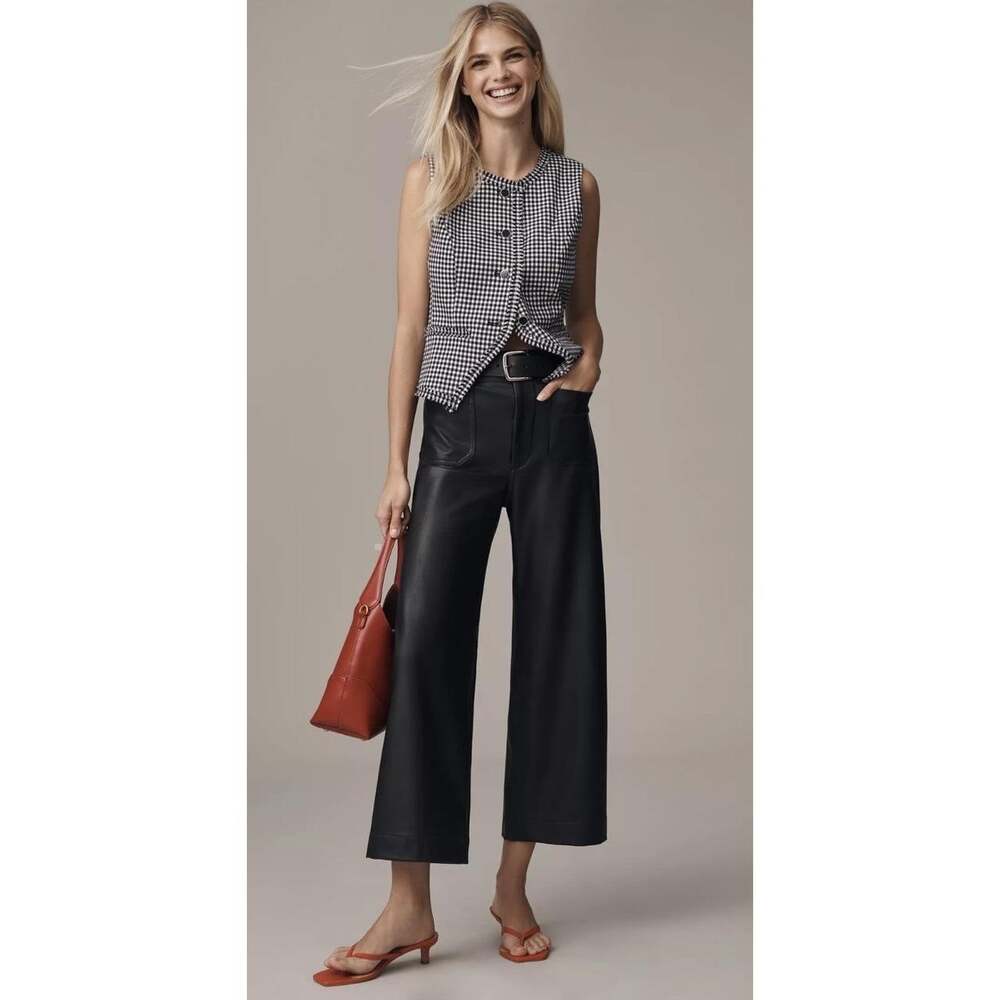 ANTHROPOLOGIE MAEVE The Colette Size 31 Black Faux Leather Cropped Pants Edgy